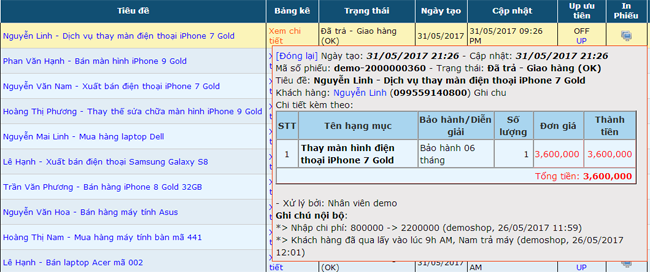 Phần mềm quản lý Bán hàng, Sửa chữa 24h