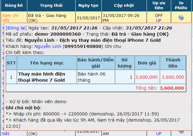 Phần mềm quản lý Bán hàng, Sửa chữa 24h