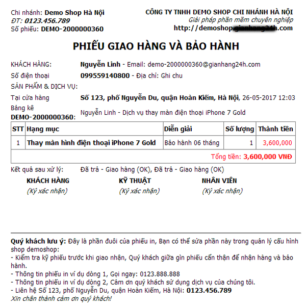 Phần mềm quản lý Bán hàng, Sửa chữa 24h